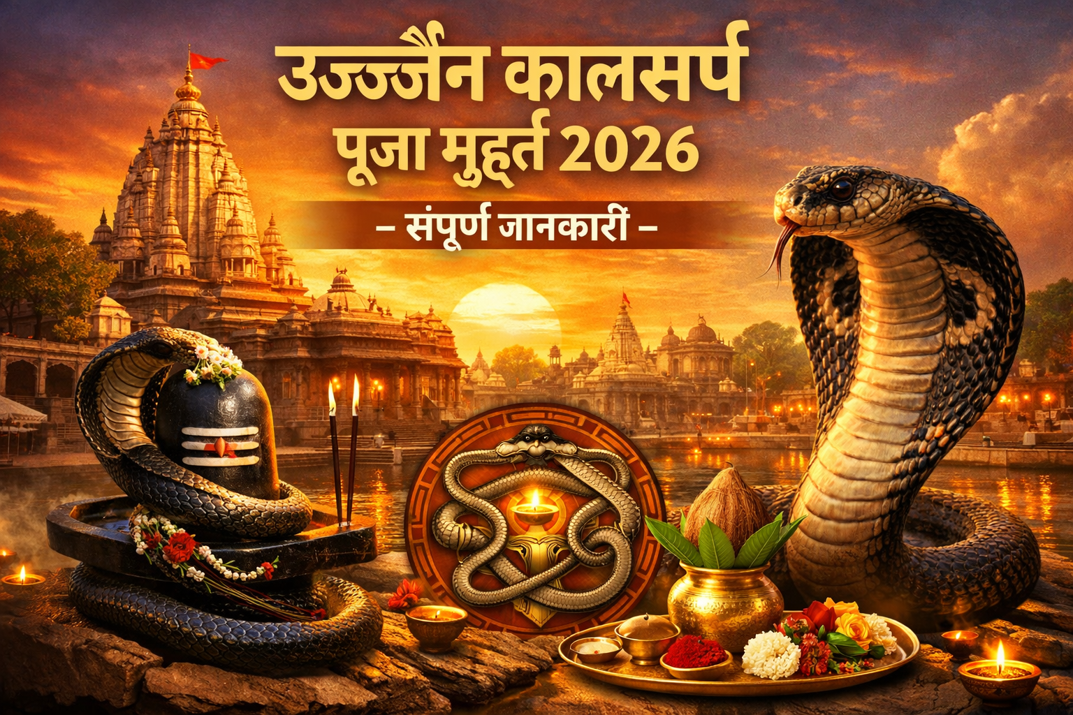 उज्जैन में कालसर्प दोष पूजा के शुभ मुहूर्त 2026, पूजा विधि, लाभ, खर्च और बुकिंग जानकारी। महाकाल नगरी में दोष निवारण।